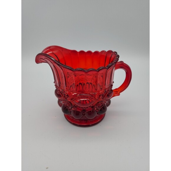 Red Glass Eye Winker Pattern Creamer Mosser USA Small Pitcher - Picture 12 of 12